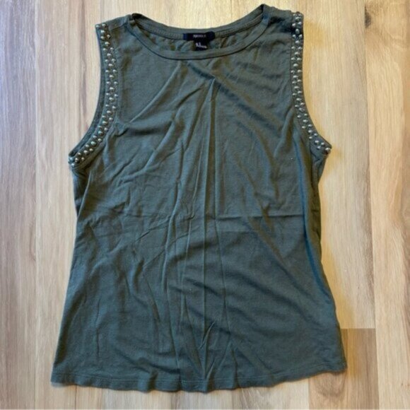 Forever 21 Olive Tank Top with Studded Details - Picture 1 of 4